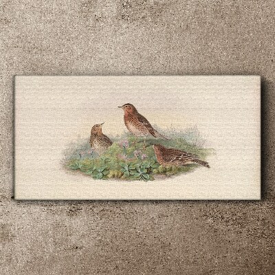 Birds on a background of flowers Canvas wall art