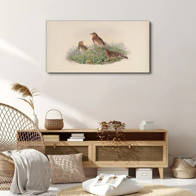 Birds on a background of flowers Canvas wall art