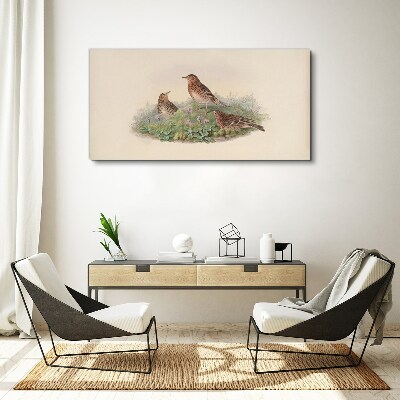 Birds on a background of flowers Canvas wall art