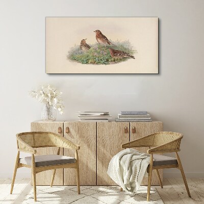 Birds on a background of flowers Canvas wall art