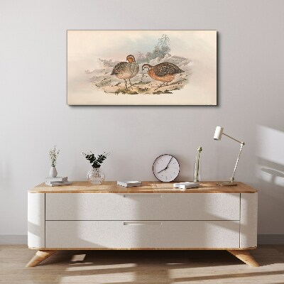A pair of birds on a delicate background Print on canvas