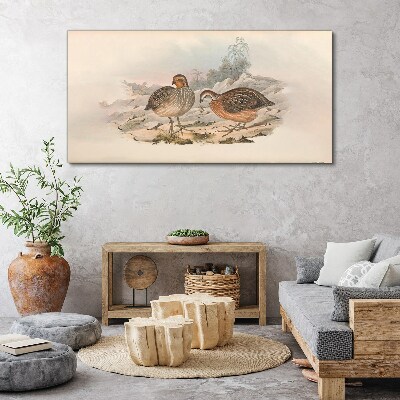 A pair of birds on a delicate background Print on canvas