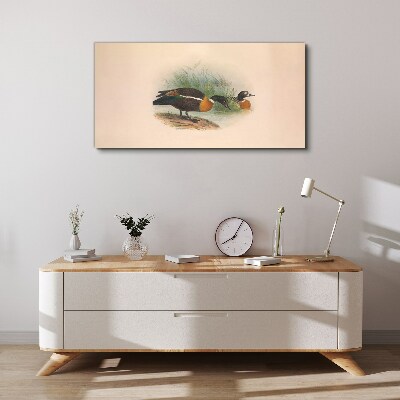 Two ducks in the grass Print on canvas