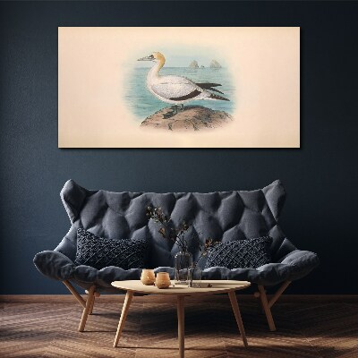 Sea bird in the water Canvas wall art