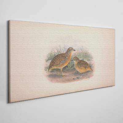Two birds in the grass Canvas wall art