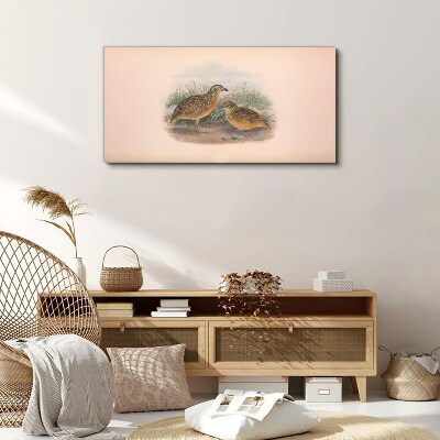 Two birds in the grass Canvas wall art