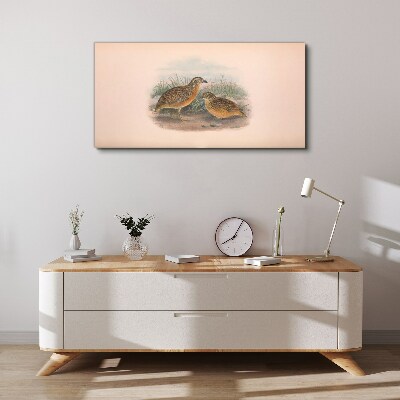 Two birds in the grass Canvas wall art
