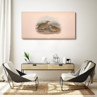 Two birds in the grass Canvas wall art