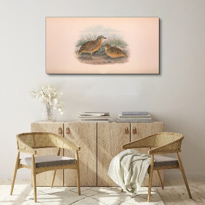 Two birds in the grass Canvas wall art
