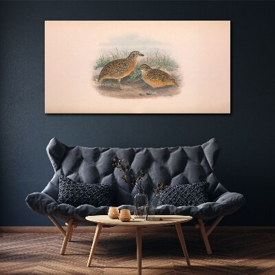 Two birds in the grass Canvas wall art