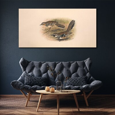 Birds in a delicate setting Print on canvas