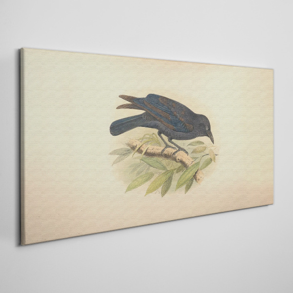 Black bird on a branch Print on canvas