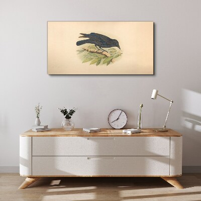 Black bird on a branch Print on canvas
