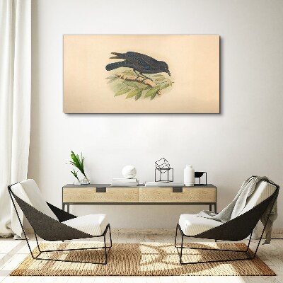 Black bird on a branch Print on canvas