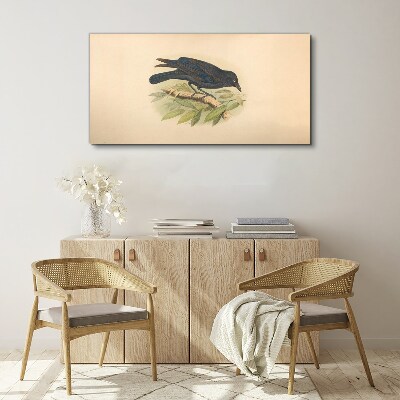 Black bird on a branch Print on canvas