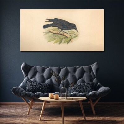 Black bird on a branch Print on canvas