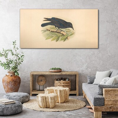 Black bird on a branch Print on canvas