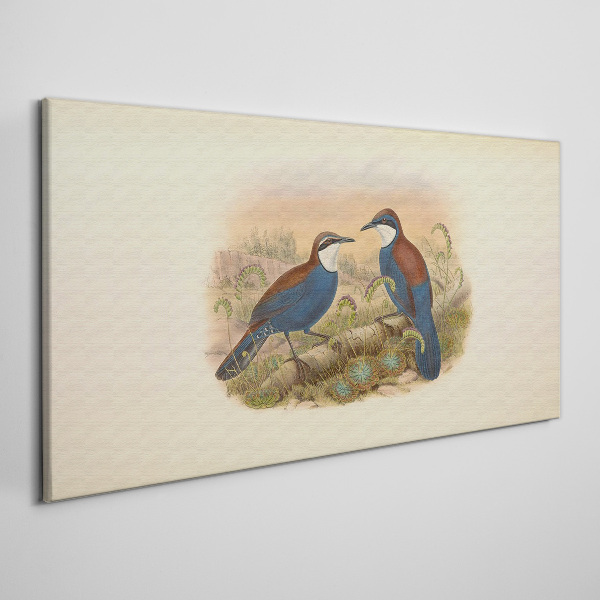 Birds Talking in Pastel Scenery Print on canvas