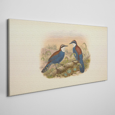 Birds Talking in Pastel Scenery Print on canvas