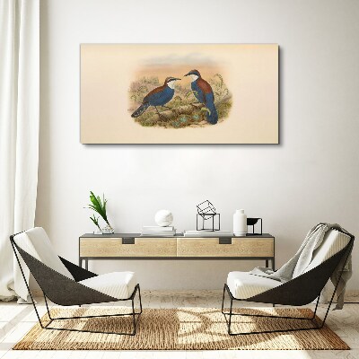 Birds Talking in Pastel Scenery Print on canvas