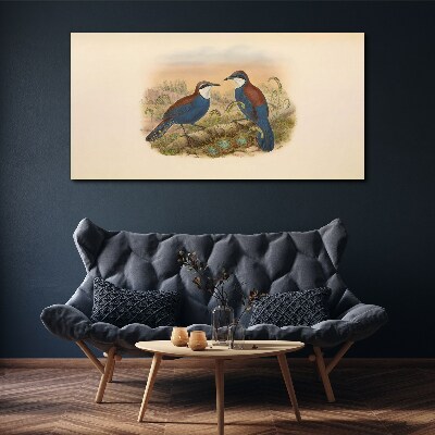 Birds Talking in Pastel Scenery Print on canvas