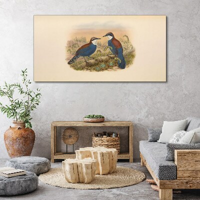 Birds Talking in Pastel Scenery Print on canvas
