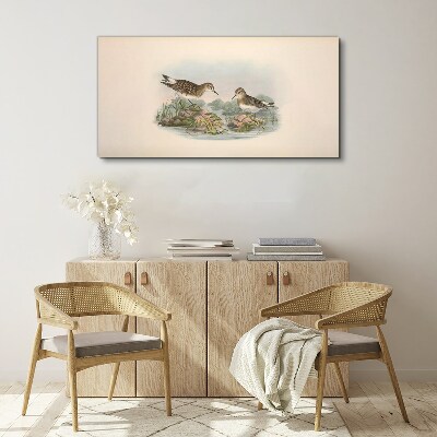 Animals birds beige Canvas print