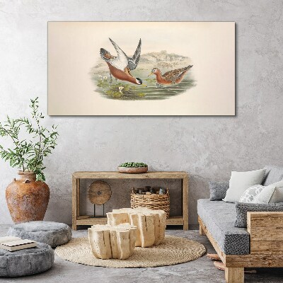 Birds over the water Print on canvas