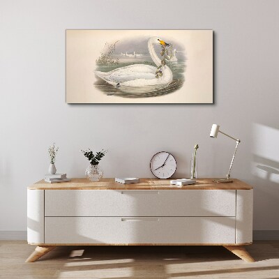 Swan with a branch Canvas wall art