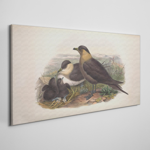 Family of birds on the nest Canvas wall art