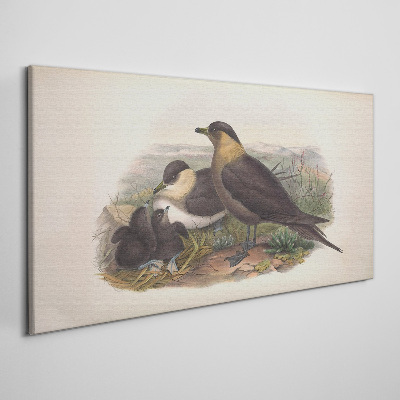 Family of birds on the nest Canvas wall art