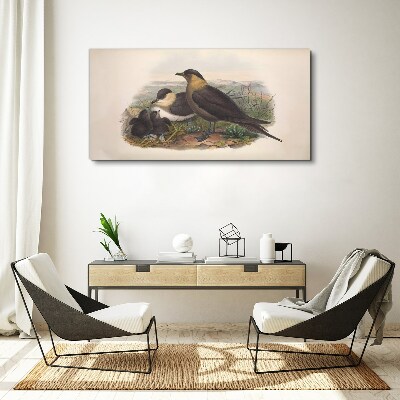Family of birds on the nest Canvas wall art