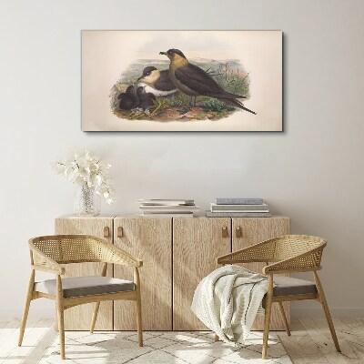 Family of birds on the nest Canvas wall art