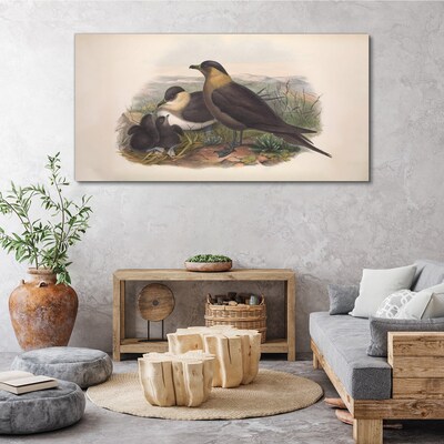 Family of birds on the nest Canvas wall art
