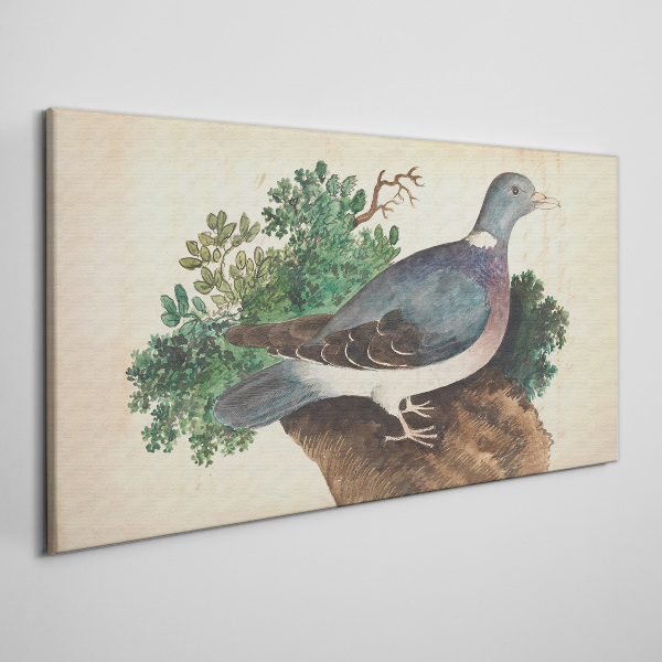 A dove against a green background Print on canvas