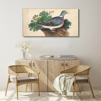 A dove against a green background Print on canvas