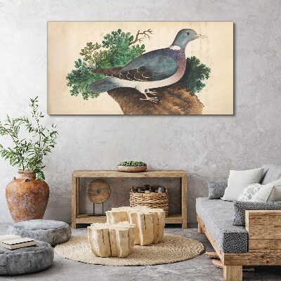 A dove against a green background Print on canvas