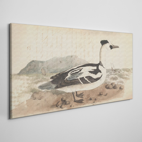 A duck against a seascape Canvas wall art