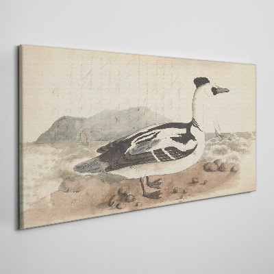 A duck against a seascape Canvas wall art