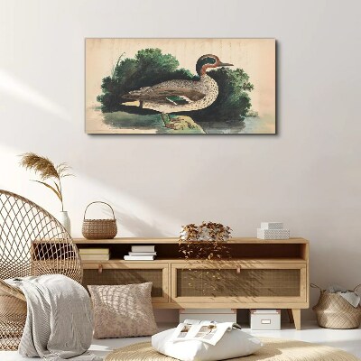 A duck surrounded by greenery Print on canvas