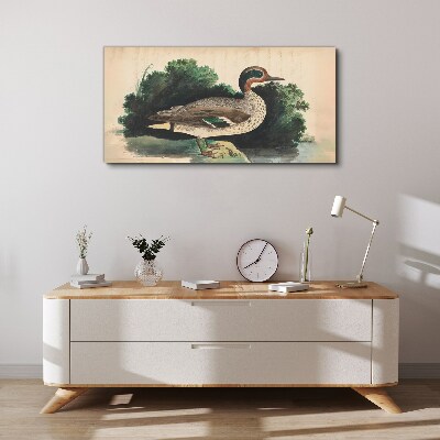 A duck surrounded by greenery Print on canvas