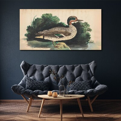 A duck surrounded by greenery Print on canvas