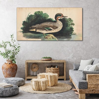 A duck surrounded by greenery Print on canvas