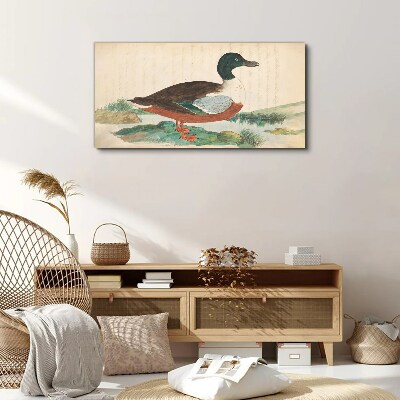 Duck against the green background Canvas wall art