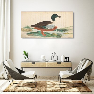 Duck against the green background Canvas wall art