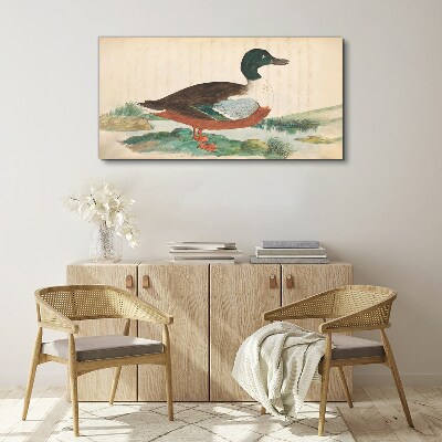 Duck against the green background Canvas wall art