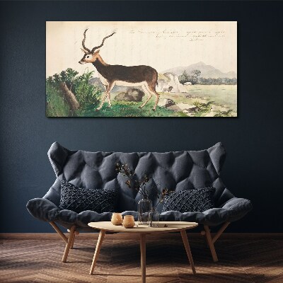 Antelope in the background of the landscape Print on canvas