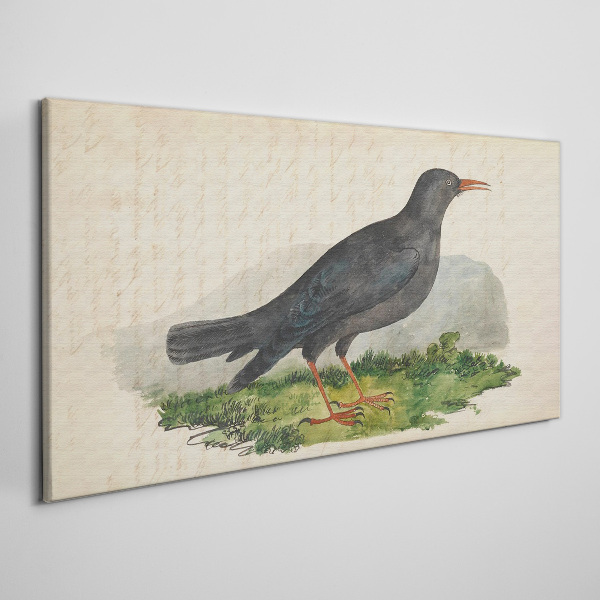 Bird on a green background Canvas wall art