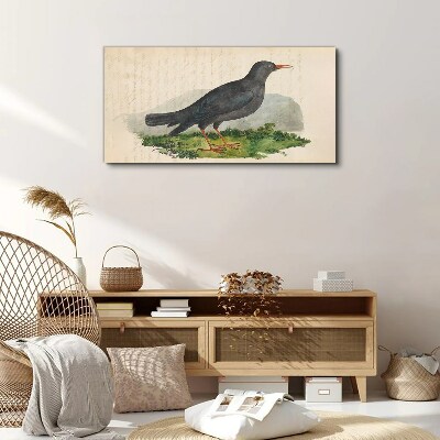 Bird on a green background Canvas wall art