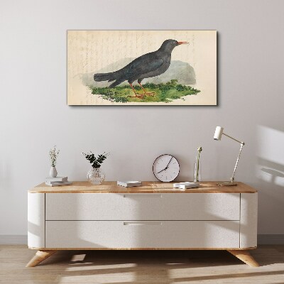 Bird on a green background Canvas wall art